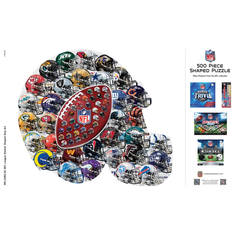NFL Helmet Drip Art 500-Piece Shaped Puzzle