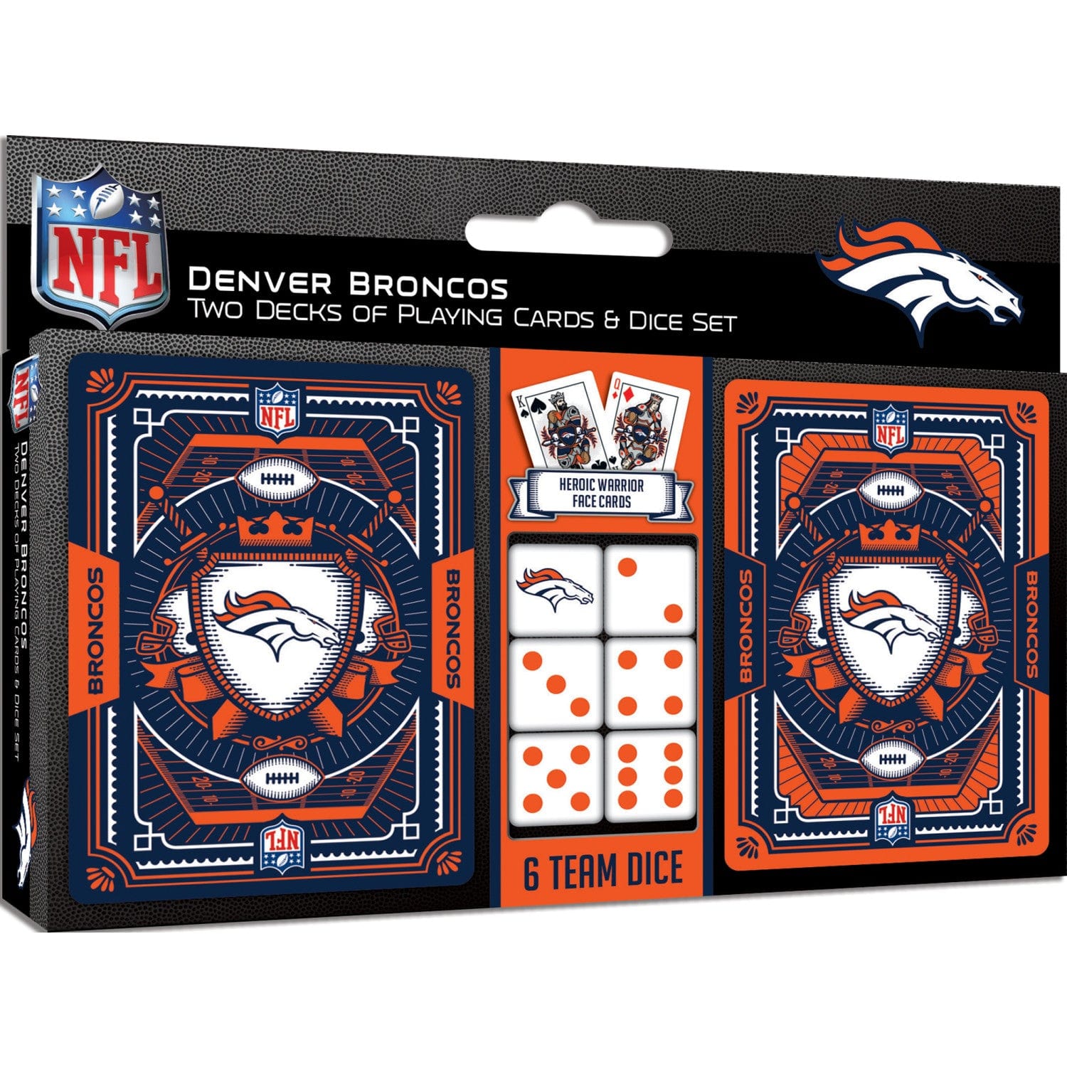 Denver Broncos 2-Pack Playing Cards & Dice Set