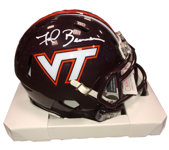 Virginia Tech Hokies Frank Beamer Signed Auto Maroon Mini Helmet - JSA W COA - 757 Sports Collectibles