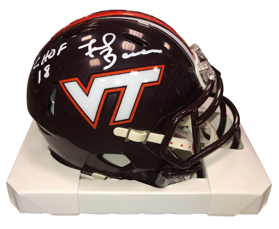 Virginia Tech Hokies Frank Beamer Signed Auto 'CHOF18' Maroon Mini Helmet - JSA W COA - 757 Sports Collectibles