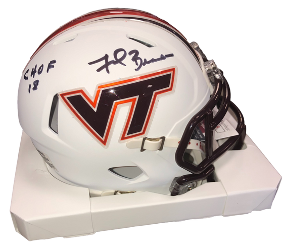 Virginia Tech Hokies Frank Beamer Signed Auto 'CHOF 18' Wht Mini Helmet - JSA W COA - 757 Sports Collectibles