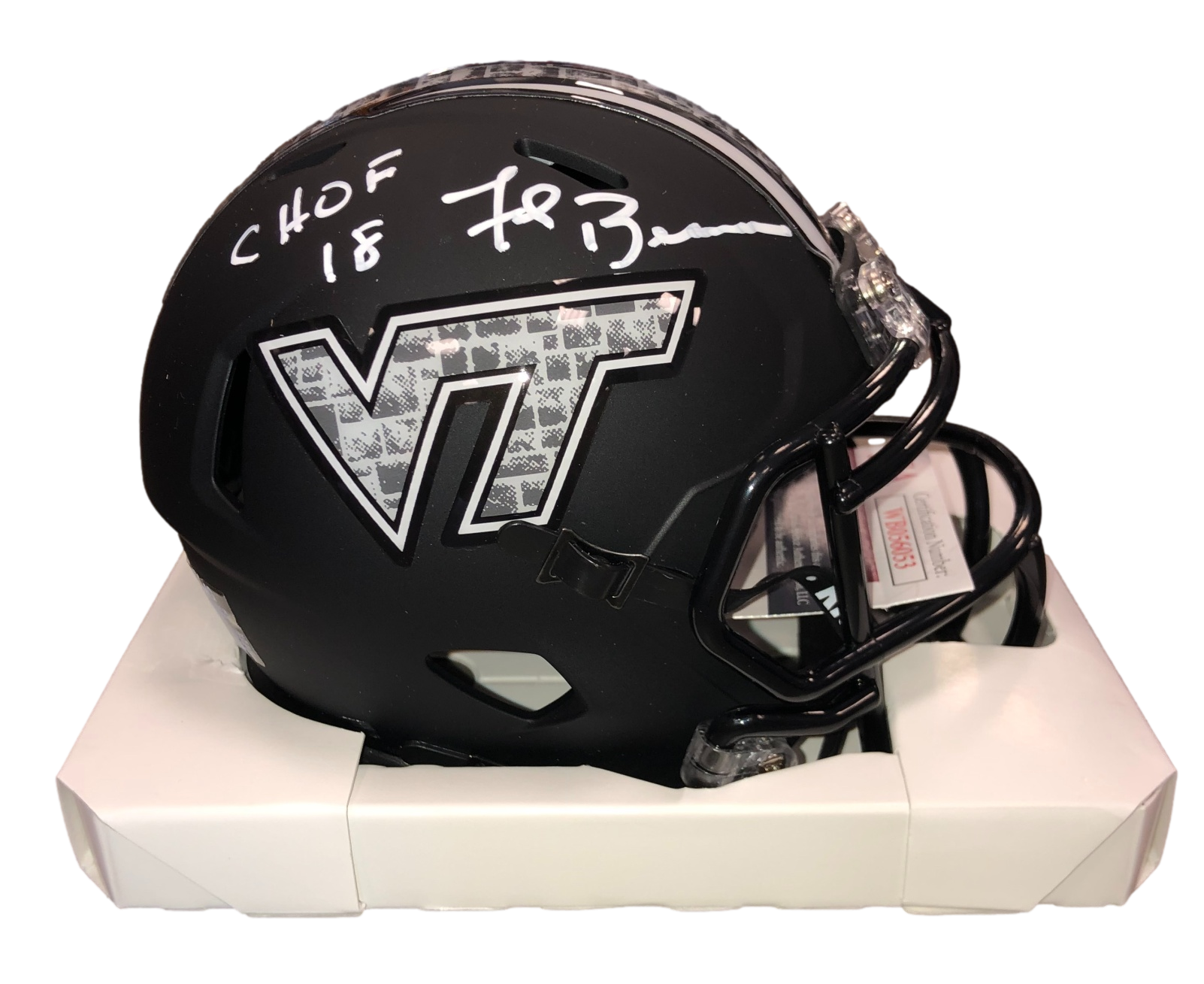 Virginia Tech Hokies Frank Beamer Signed Auto 'CHOF 18' Stone Mini Helmet - JSA W COA - 757 Sports Collectibles
