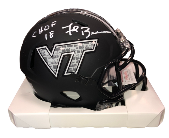 Virginia Tech Hokies Frank Beamer Signed Auto 'CHOF 18' Stone Mini Helmet - JSA W COA - 757 Sports Collectibles