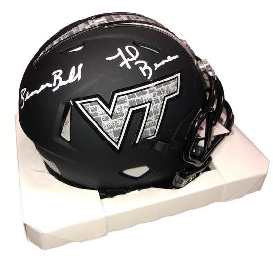 Virginia Tech Hokies Frank Beamer Signed Auto 'Beamer Ball' Stone Mini Helmet - JSA W COA - 757 Sports Collectibles