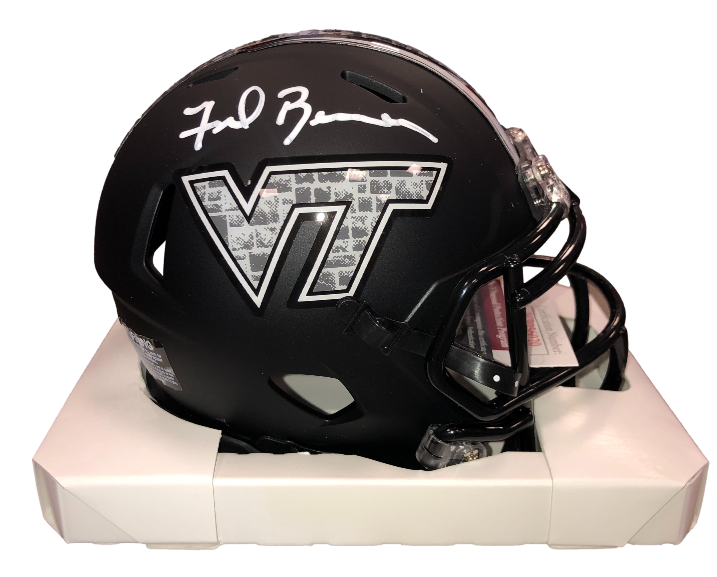 Virginia Tech Hokies Frank Beamer Signed Auto Stone Mini Helmet - JSA W COA - 757 Sports Collectibles