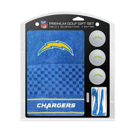 Los Angeles Chargers Embroidered Golf Towel, 3 Golf Ball, And Golf Tee Set