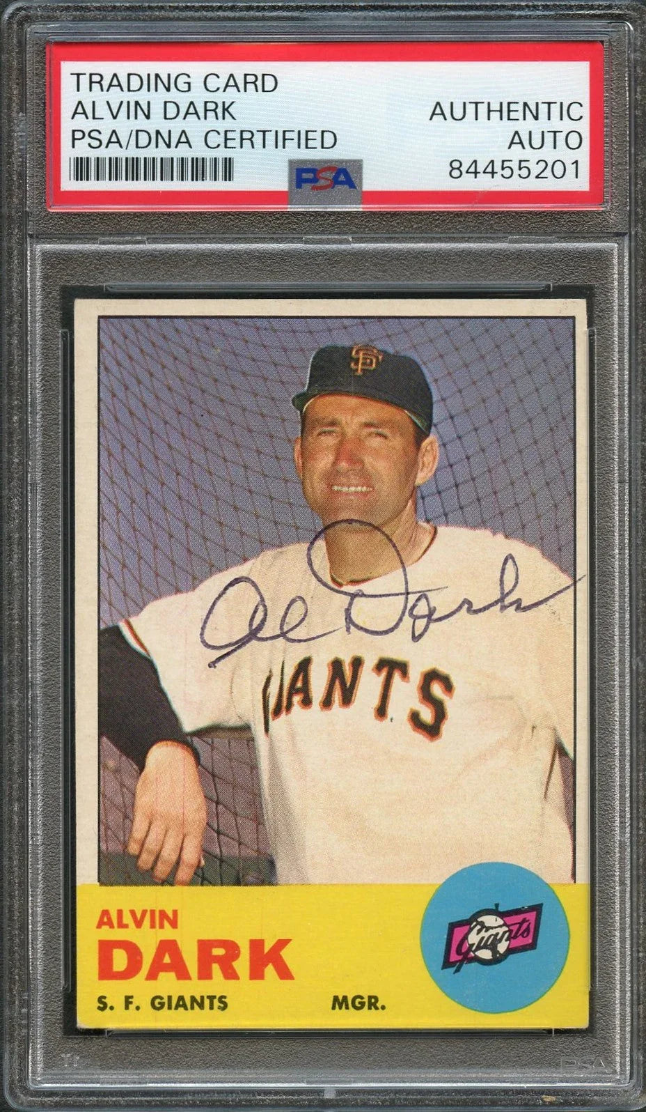 1963 Topps Set Break #258 Alvin Dark Signed Score Card PSA Slabbed Auto Giants - Sports Collectibles, Sports Memorabilia, Sports Fan Shop, Sports Gifts