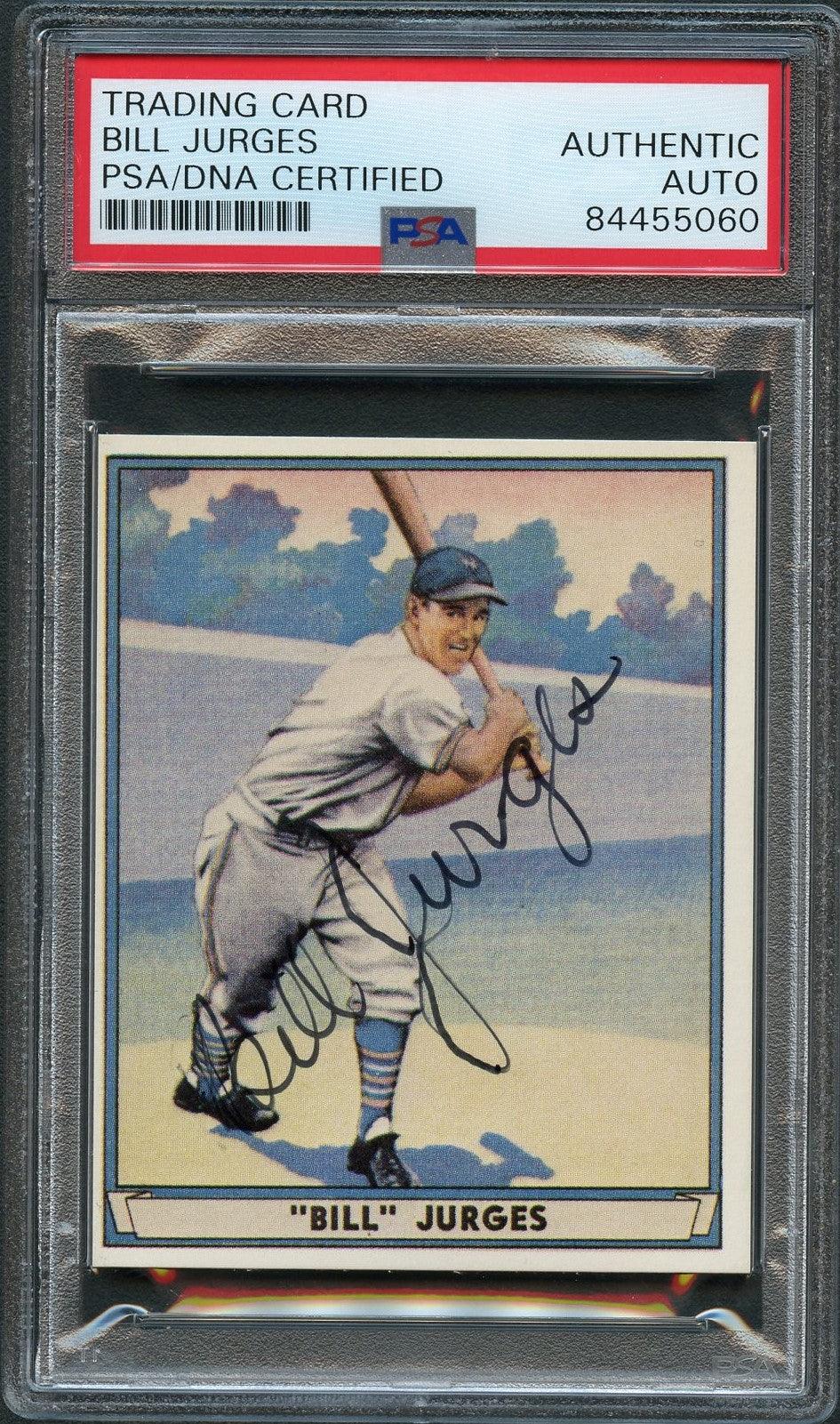 1941 Play Ball #59 Bill Jurges Signed Card PSA Slabbed Auto Giants - Sports Collectibles, Sports Memorabilia, Sports Fan Shop, Sports Gifts