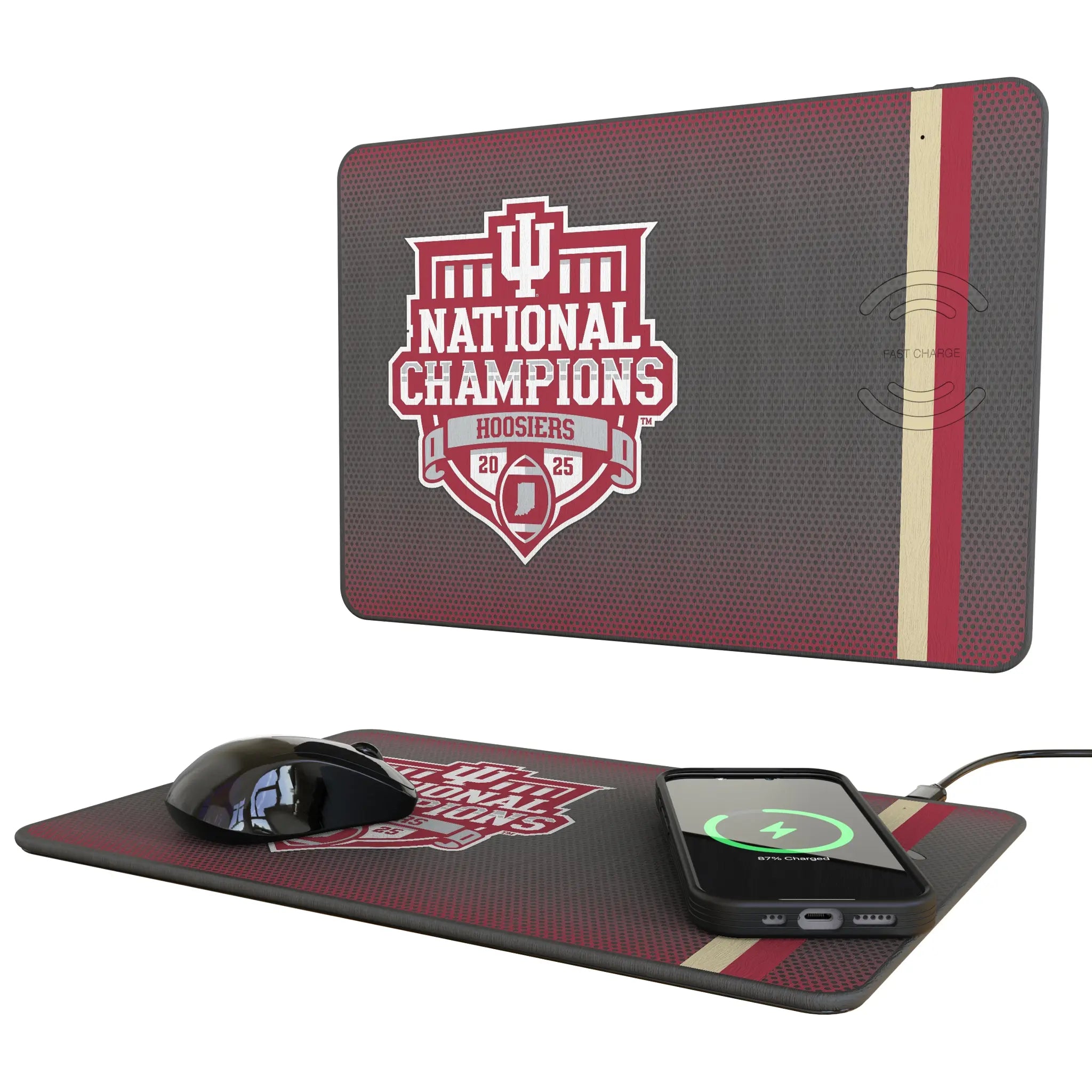 Indiana University Hoosiers 2025 College Football Playoff National Champion 15-Watt Wireless Charger and Mouse Pad