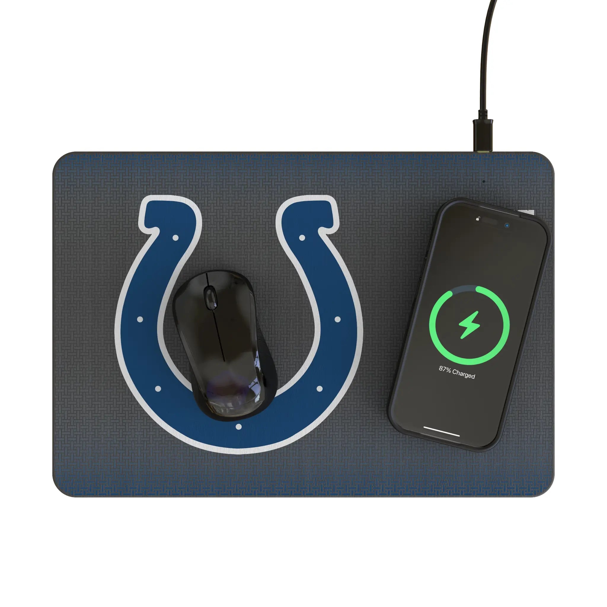 Indianapolis Colts Linen 15-Watt Wireless Charger and Mouse Pad