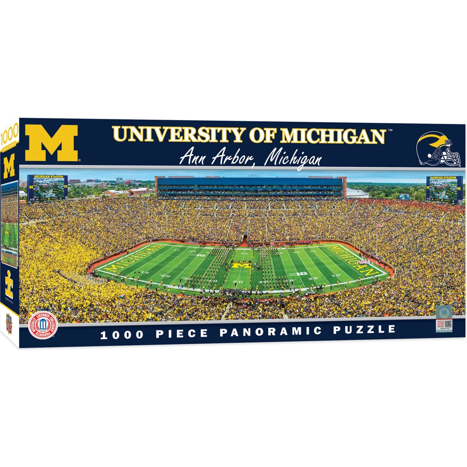 Michigan Wolverines 1000 Piece Panoramic Jigsaw Puzzle - Center View - Sports Gifts, Sports Memorabilia, Sports Collectibles, Fan Shop