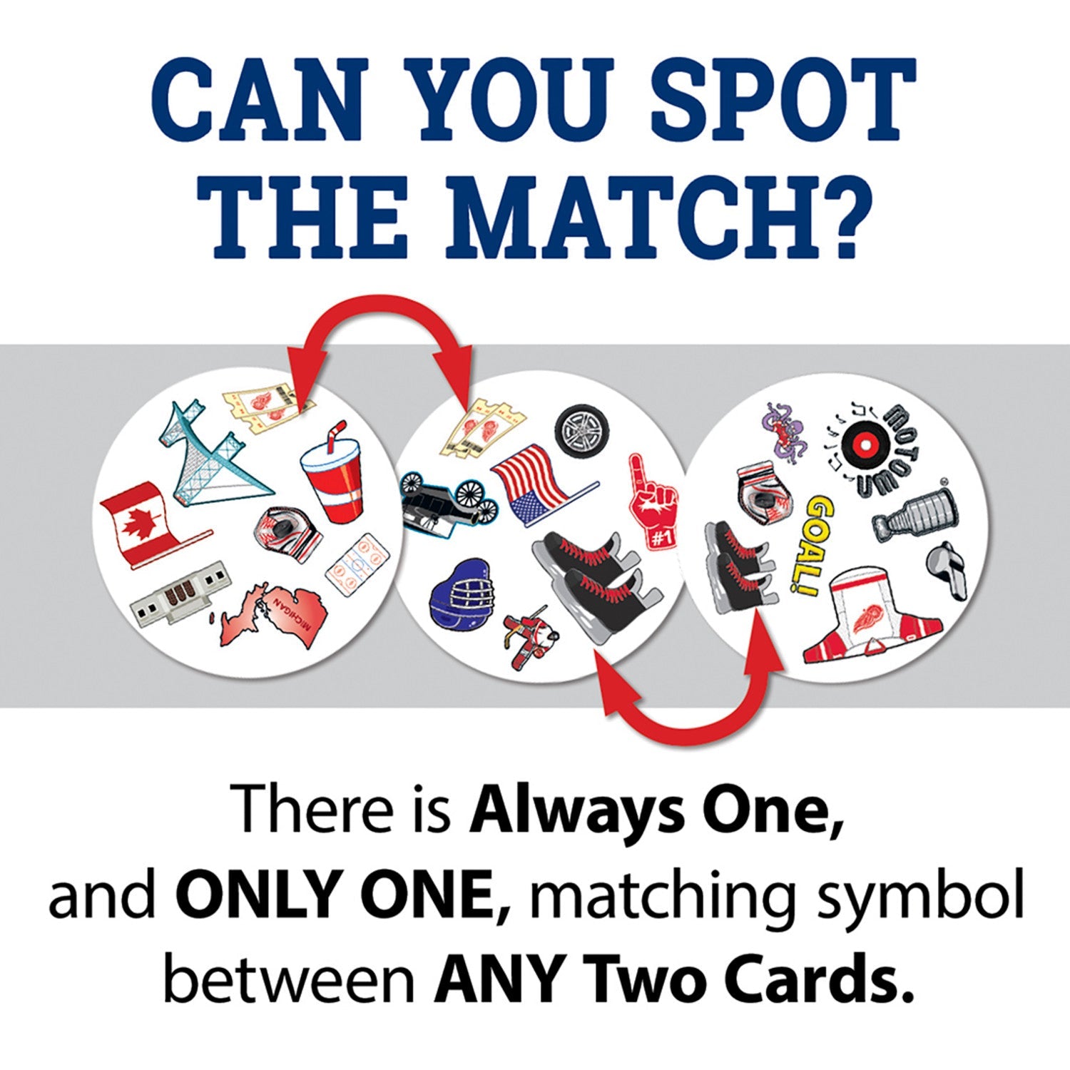 Detroit Red Wings Spot It! Card Game - 757 Sports Collectibles