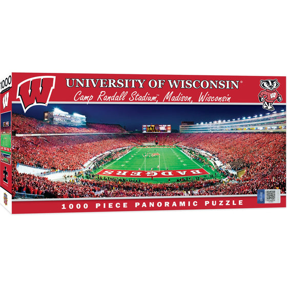Wisconsin Badgers - 1000 Piece Panoramic Jigsaw Puzzle - End View - 757 Sports Collectibles