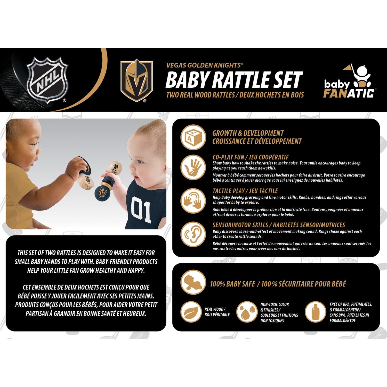Las Vegas Golden Knights Baby Rattles 2-Pack - Sports Gifts, Sports Memorabilia, Sports Collectibles, Fan Shop