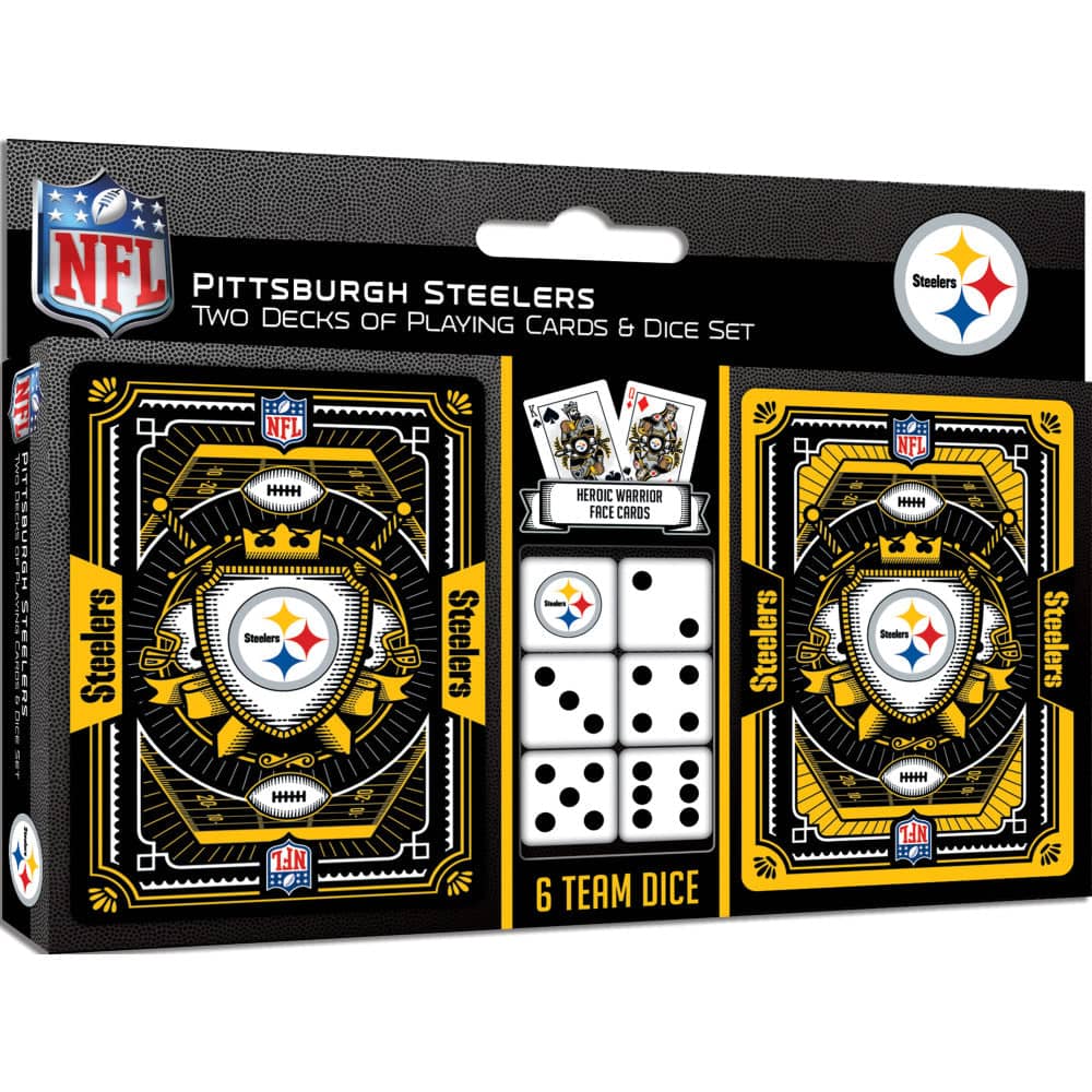 Pittsburgh Steelers 2-Pack Playing Cards and Dice Set - Sports Gifts, Sports Memorabilia, Sports Collectibles, Fan Shop