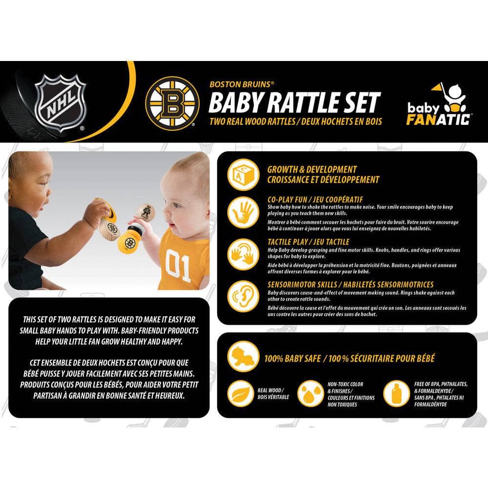 Boston Bruins Baby Rattles 2-Pack - Perfect for Little Fans - Sports Gifts, Sports Memorabilia, Sports Collectibles, Fan Shop