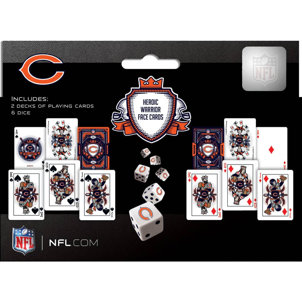 Chicago Bears 2-Pack Playing Cards and Dice Set