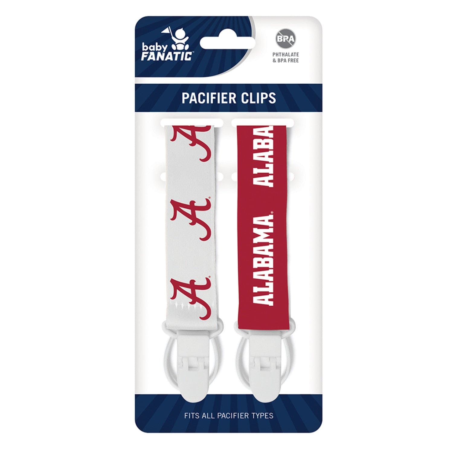 Alabama Crimson Tide Pacifier Clip Set - 2-Pack