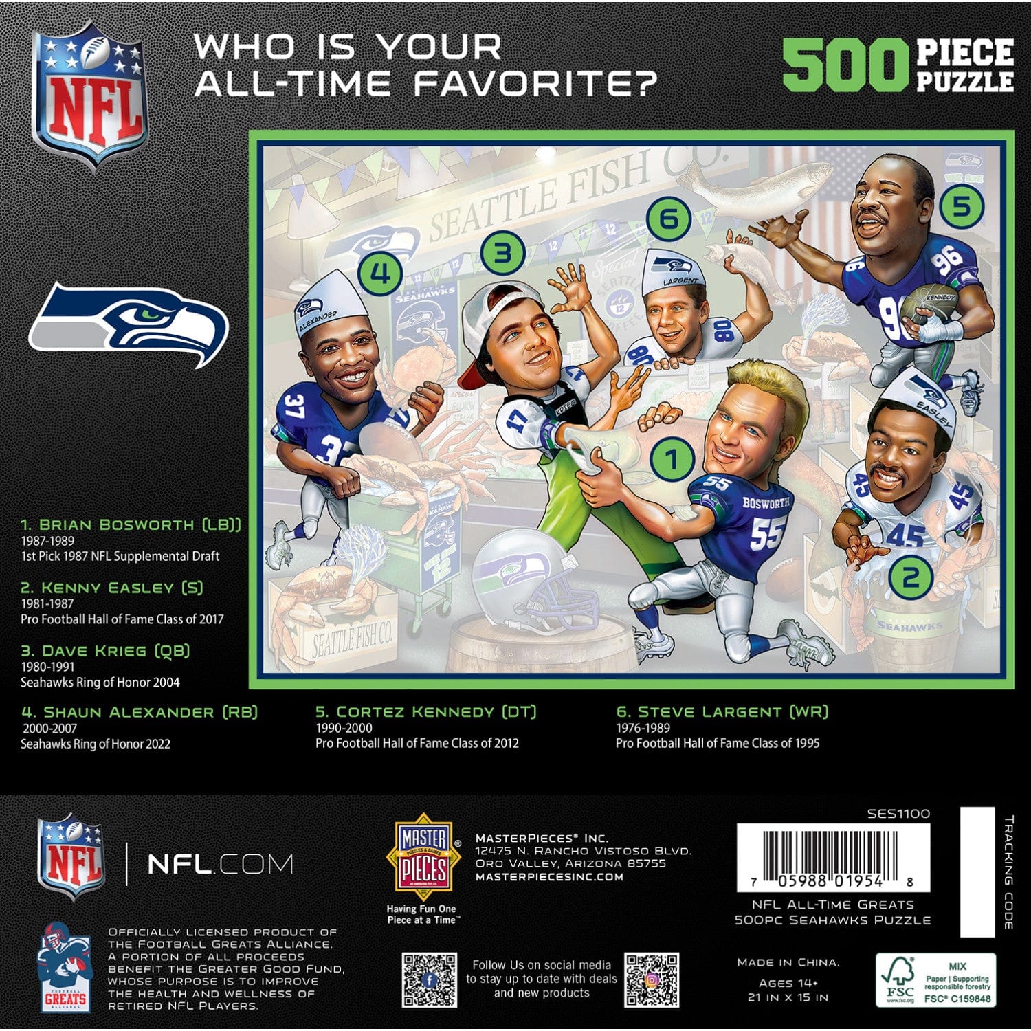 Seattle Seahawks Legends 500 Piece Jigsaw Puzzle