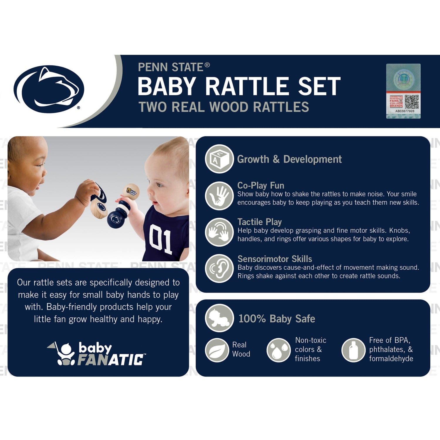 Penn State Nittany Lions Baby Rattles 2-Pack - Sports Gifts, Sports Memorabilia, Sports Collectibles, Fan Shop