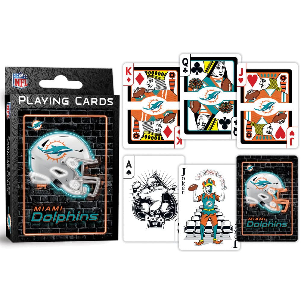 Miami Dolphins Neon Playing Cards - 54 Card Deck