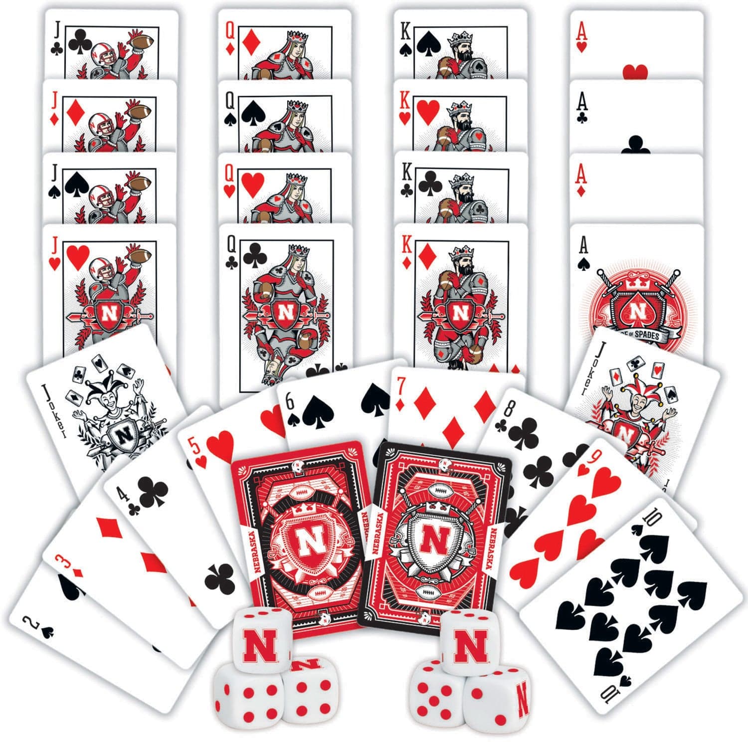 Nebraska Cornhuskers 2-Pack Playing Cards & Dice Set - Sports Gifts, Sports Memorabilia, Sports Collectibles, Fan Shop