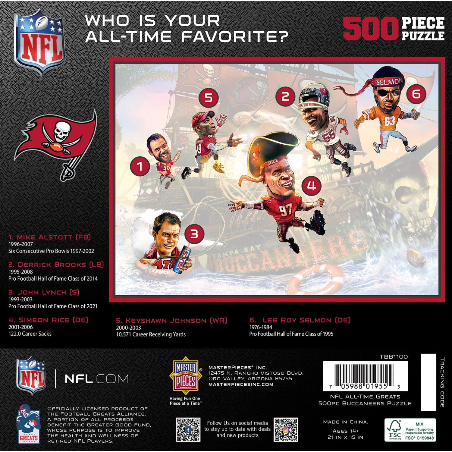 Tampa Bay Buccaneers Legendary Players 500 Piece Jigsaw Puzzle