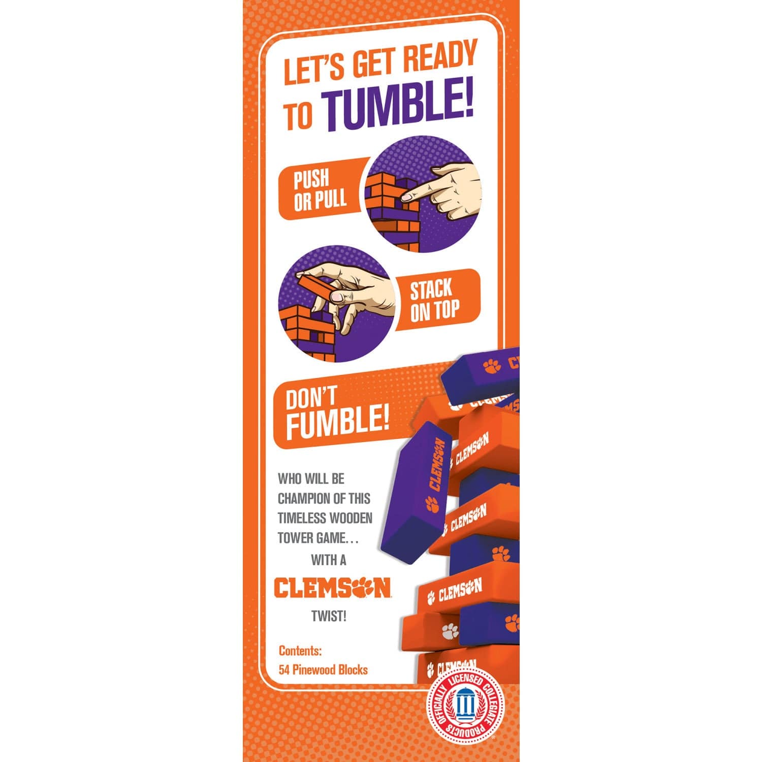 Clemson Tigers Tumble Tower Game - Sports Gifts, Sports Memorabilia, Sports Collectibles, Fan Shop
