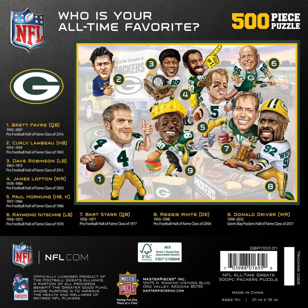 Green Bay Packers All Time Greats 500 Piece Jigsaw Puzzle