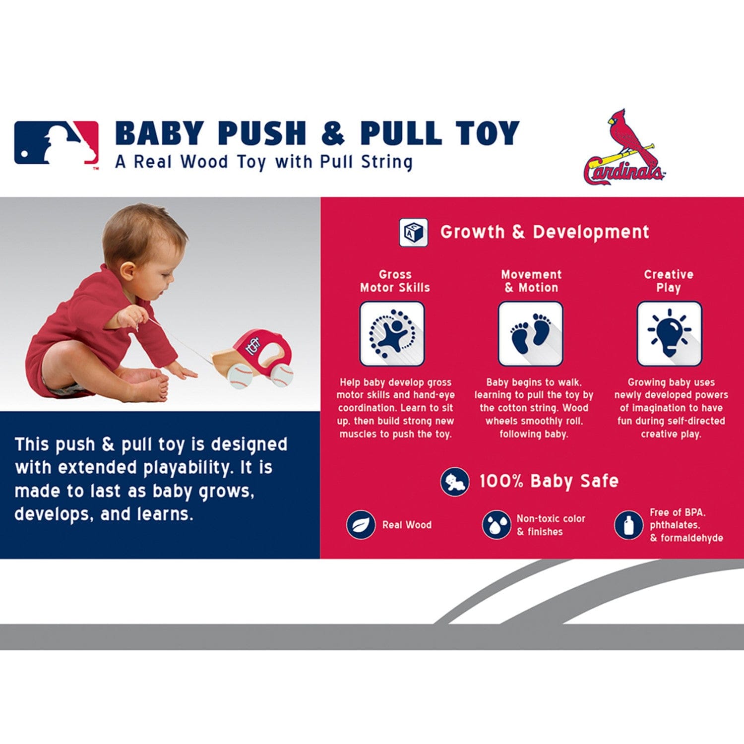 St. Louis Cardinals Push & Pull Baby Toy - Sports Gifts, Sports Memorabilia, Sports Collectibles, Fan Shop