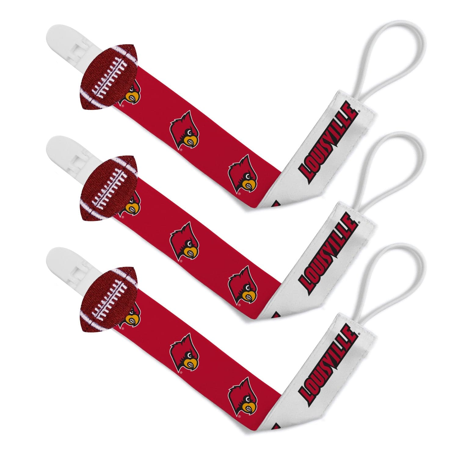 Louisville Cardinals Pacifier Clip 3-Pack - Sports Gifts, Sports Memorabilia, Sports Collectibles, Fan Shop