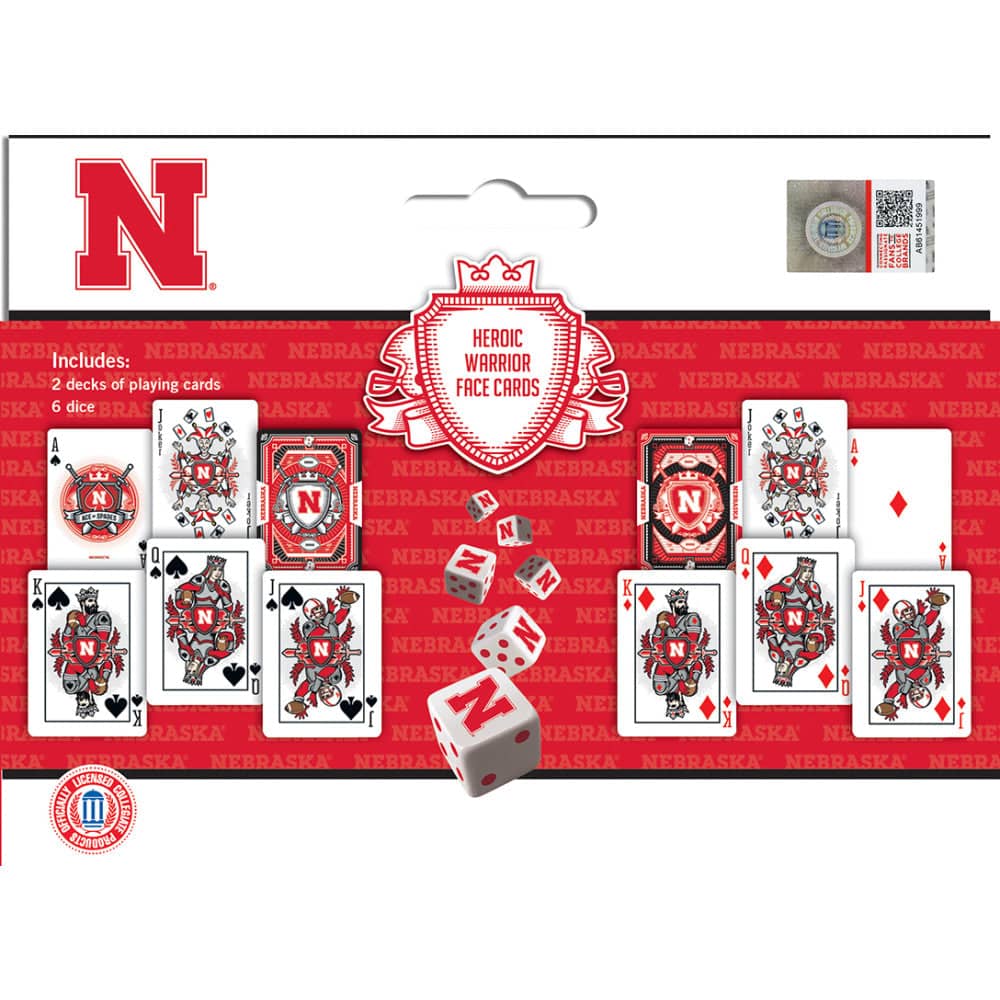 Nebraska Cornhuskers 2-Pack Playing Cards & Dice Set - Sports Gifts, Sports Memorabilia, Sports Collectibles, Fan Shop