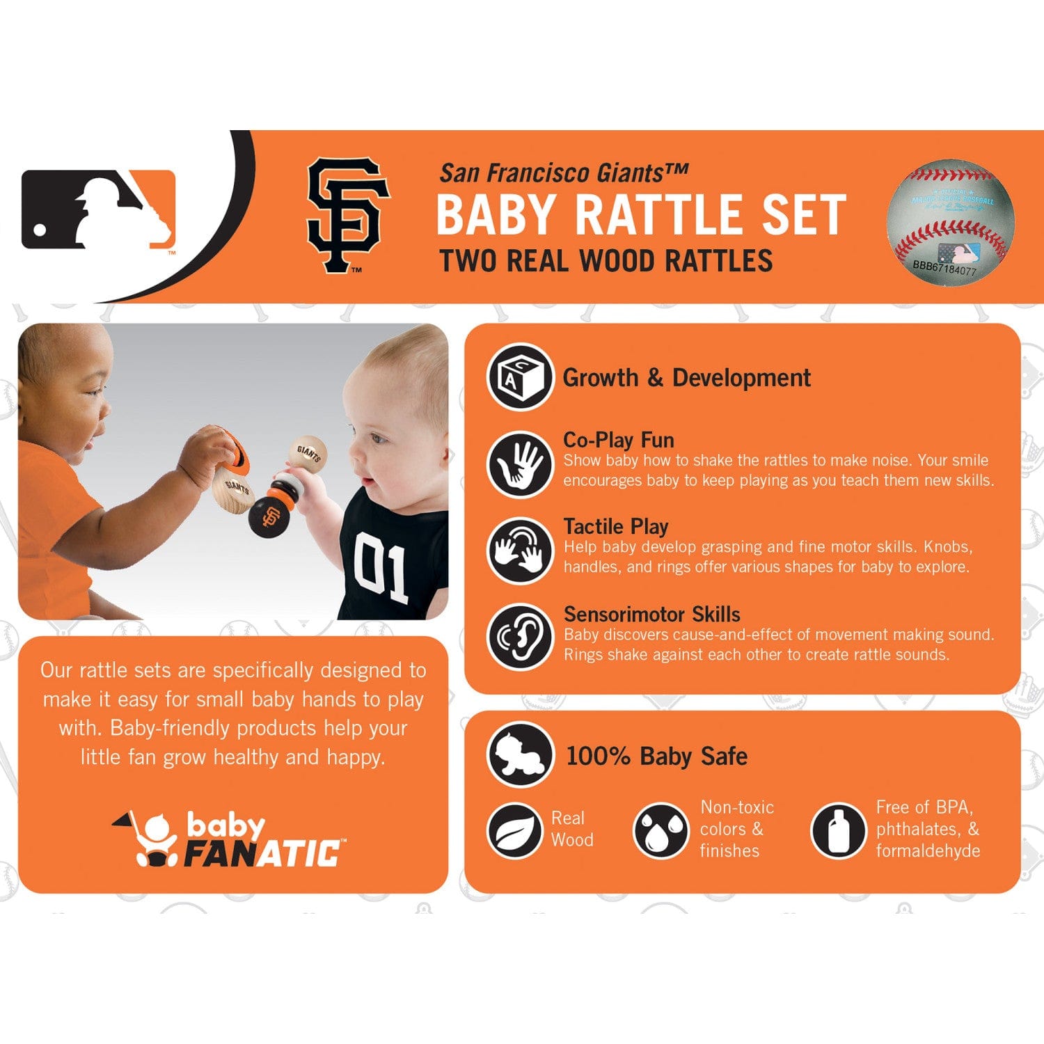 San Francisco Giants Baby Rattles 2-Pack - Sports Gifts, Sports Memorabilia, Sports Collectibles, Fan Shop