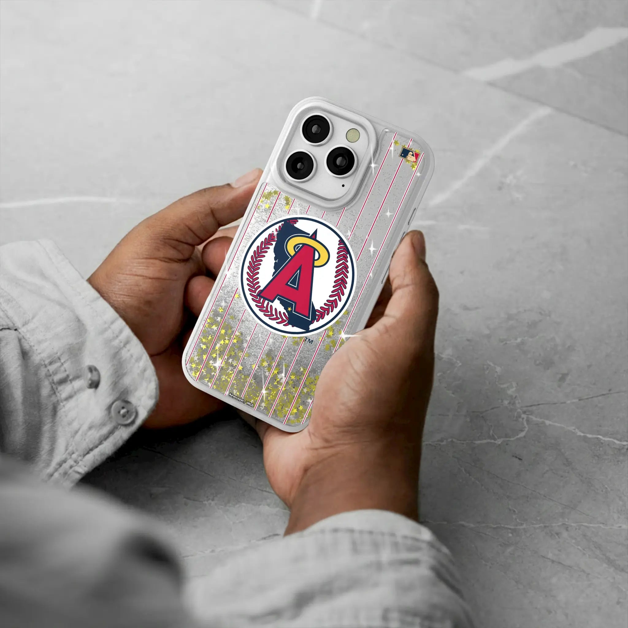 LA Angels 1986-1992 - Cooperstown Collection Pinstripe Glitter Phone Case