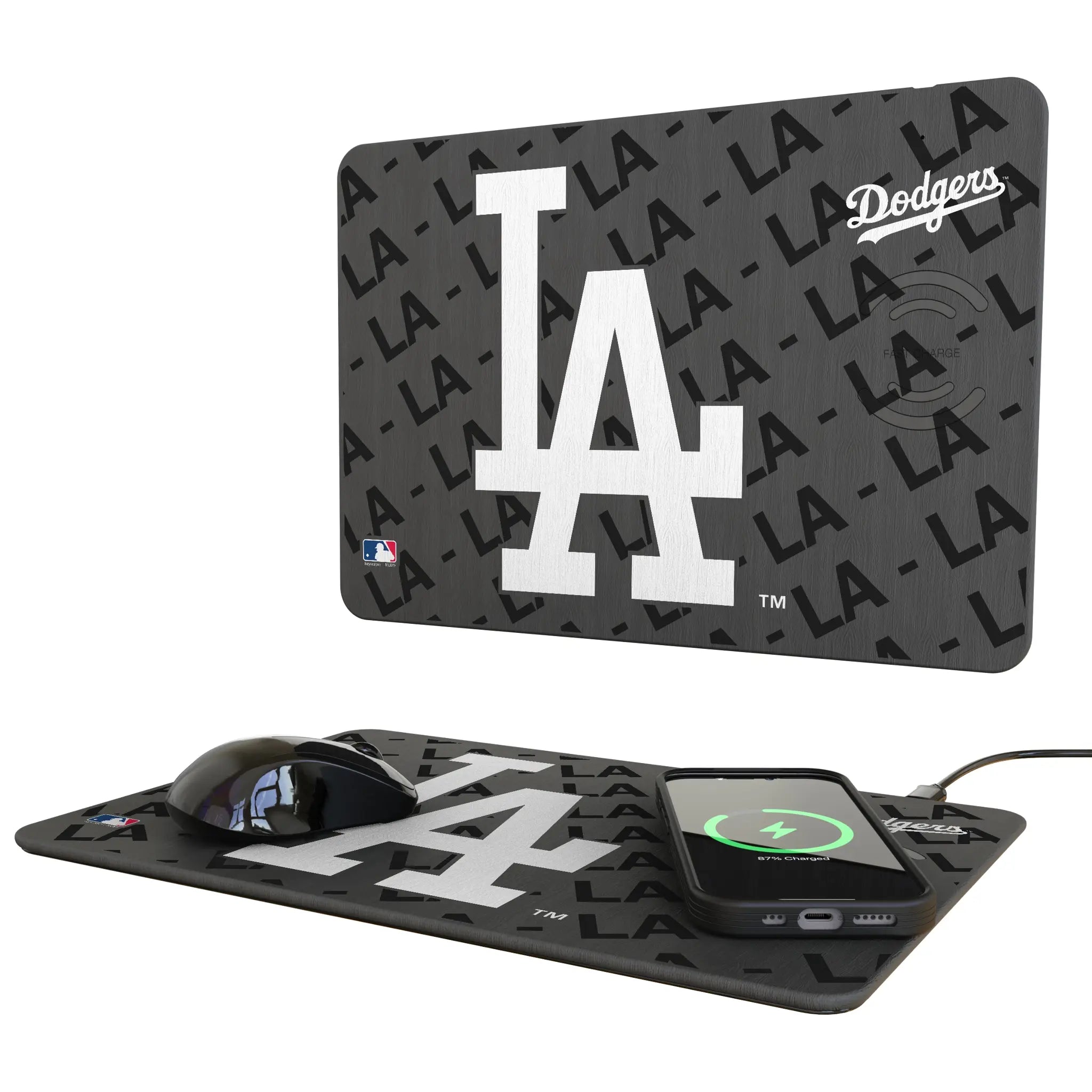 LA Dodgers Monocolor Tilt 15-Watt Wireless Charger and Mouse Pad