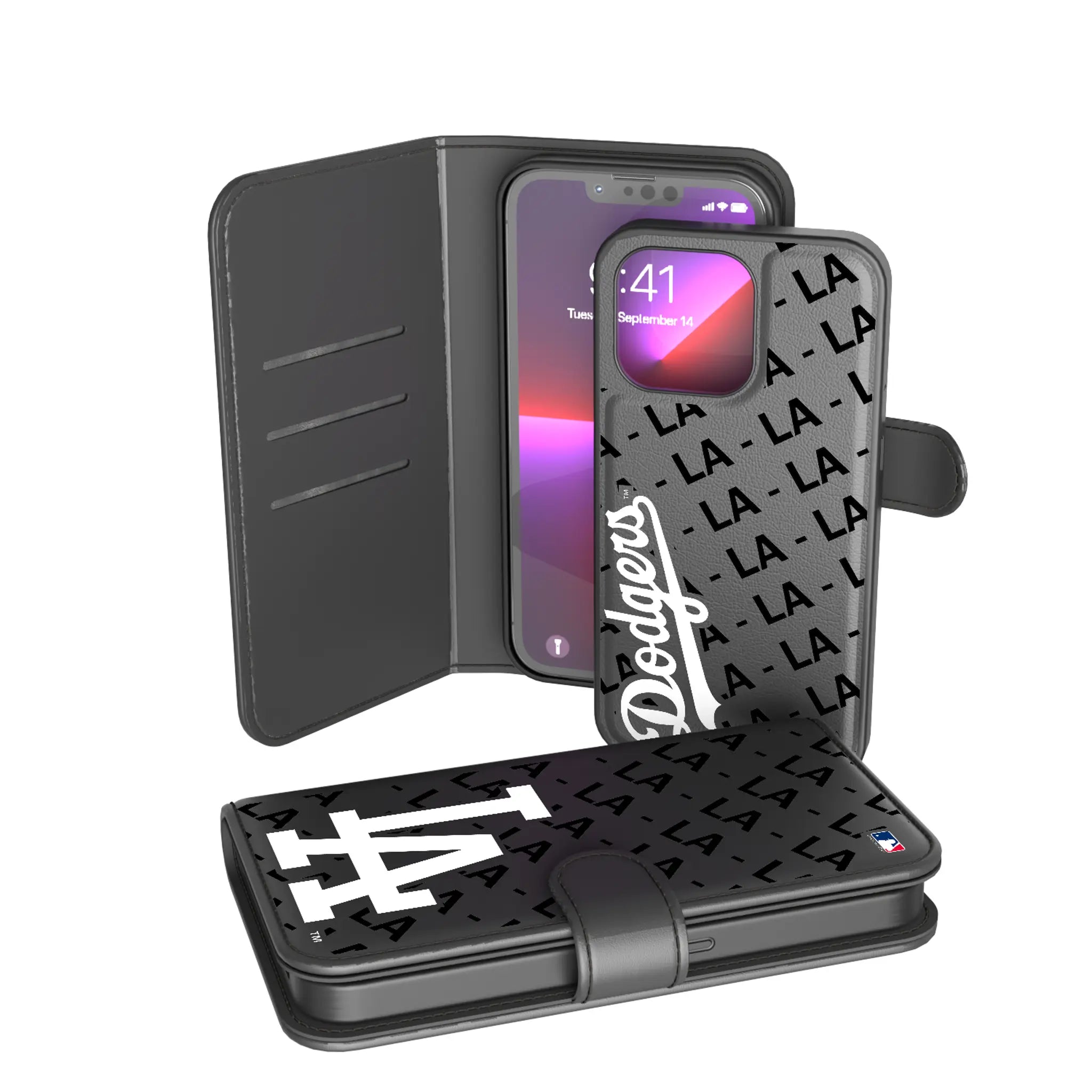 LA Dodgers Monocolor Tilt Wallet Phone Case for Apple iPhone