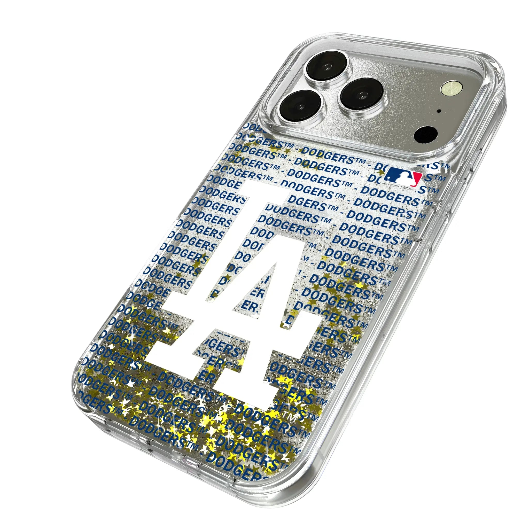 LA Dodgers Text Backdrop Glitter Phone Case for Apple iPhone