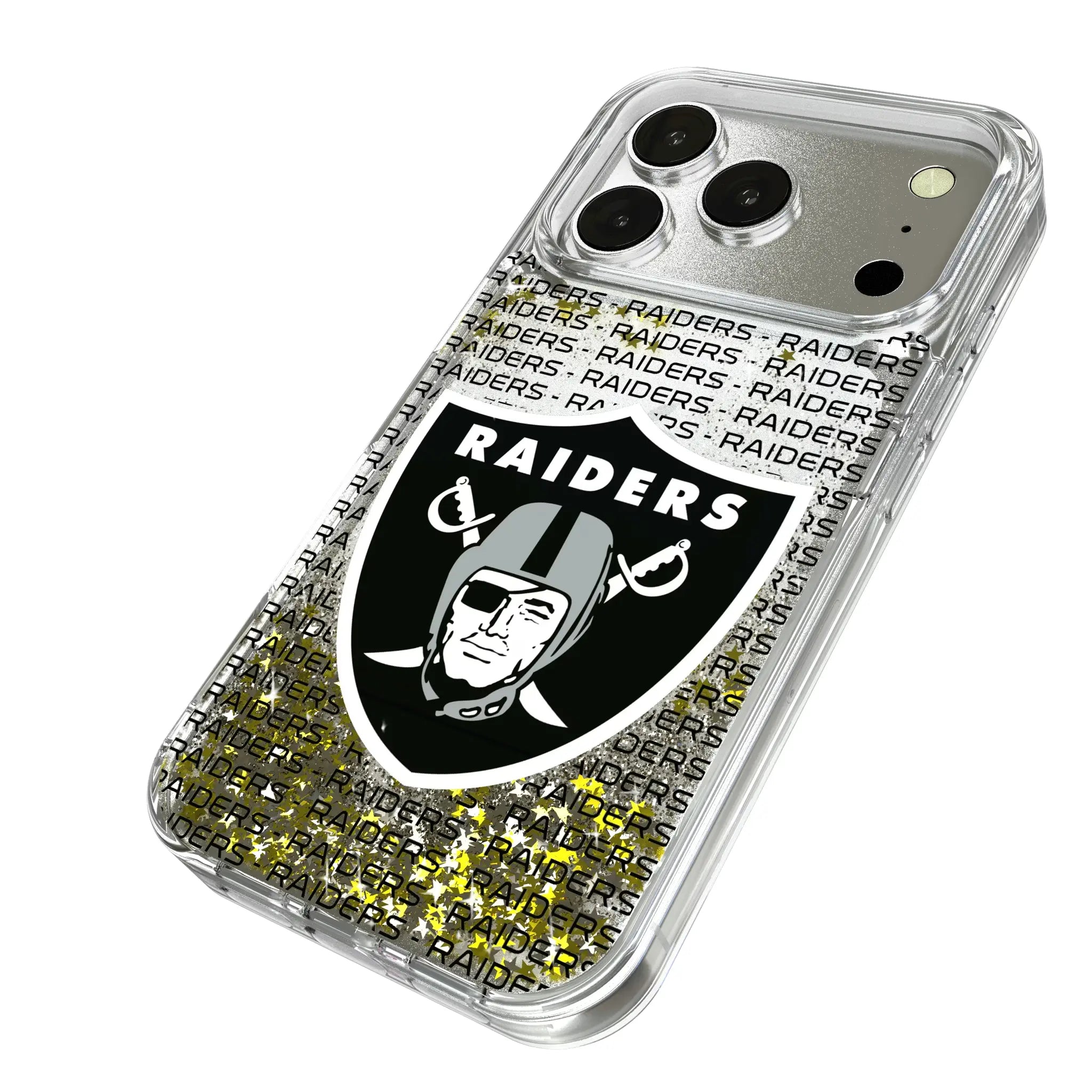 Las Vegas Raiders Text Backdrop Glitter Phone Case