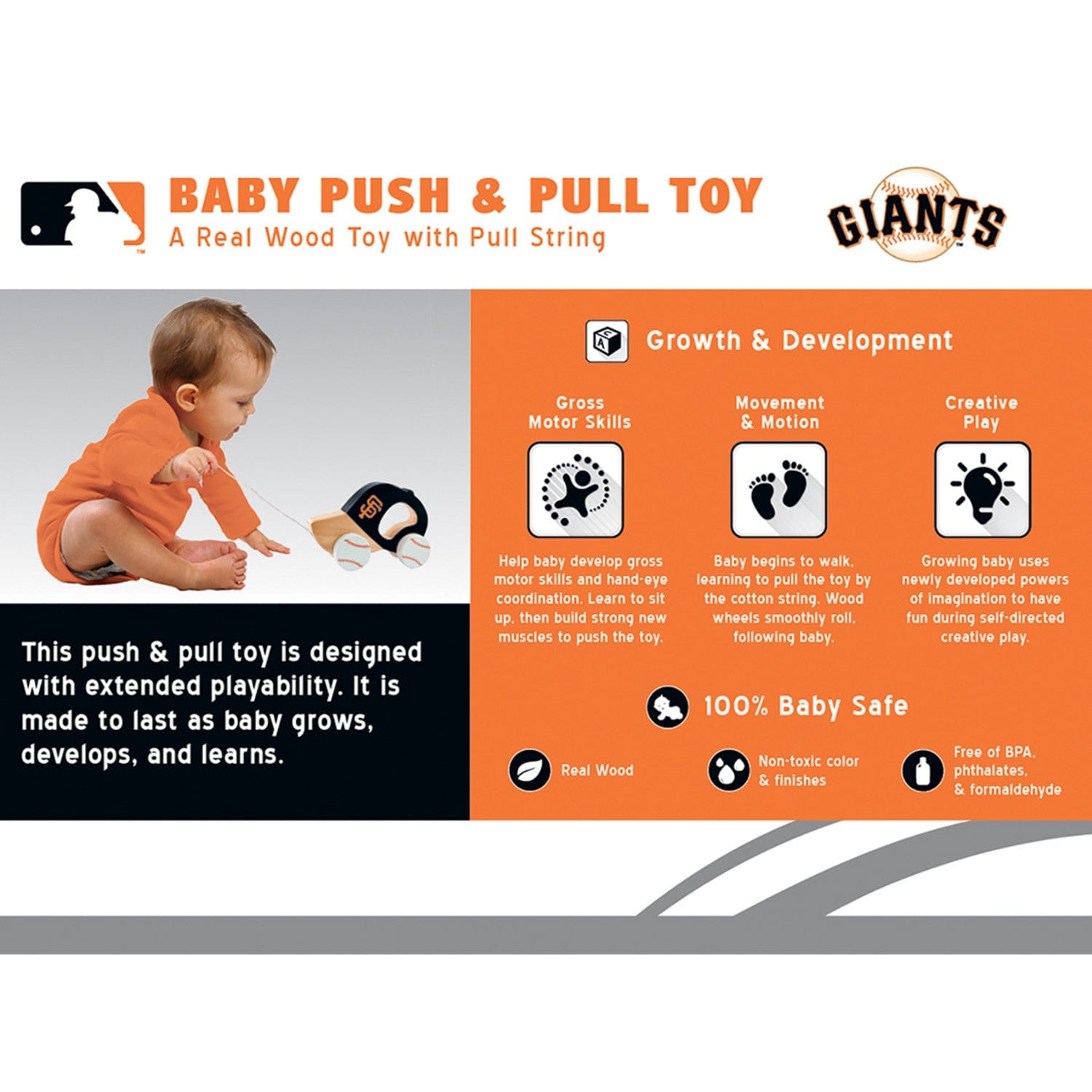San Francisco Giants Push & Pull Baby Toy - Sports Gifts, Sports Memorabilia, Sports Collectibles, Fan Shop