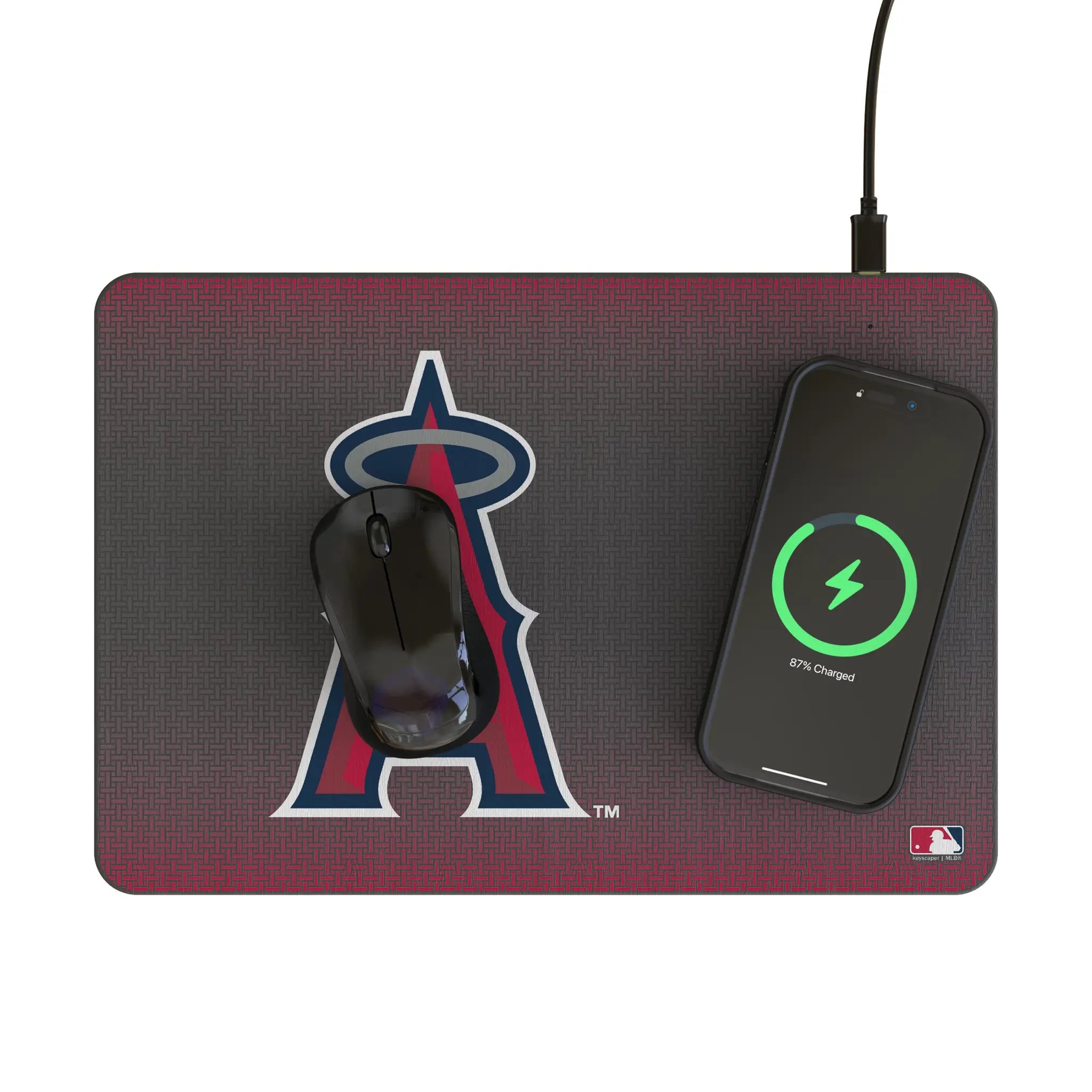Los Angeles Angels Linen 15-Watt Wireless Charger and Mouse Pad