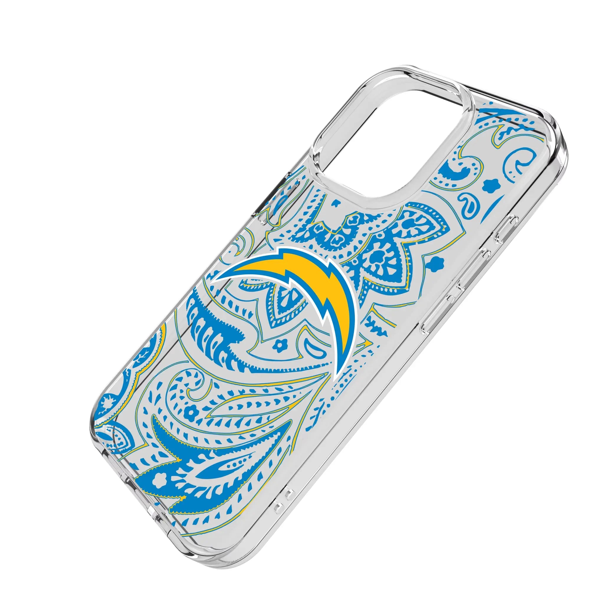 Los Angeles Chargers Paisley Clear Phone Case for Apple iPhone
