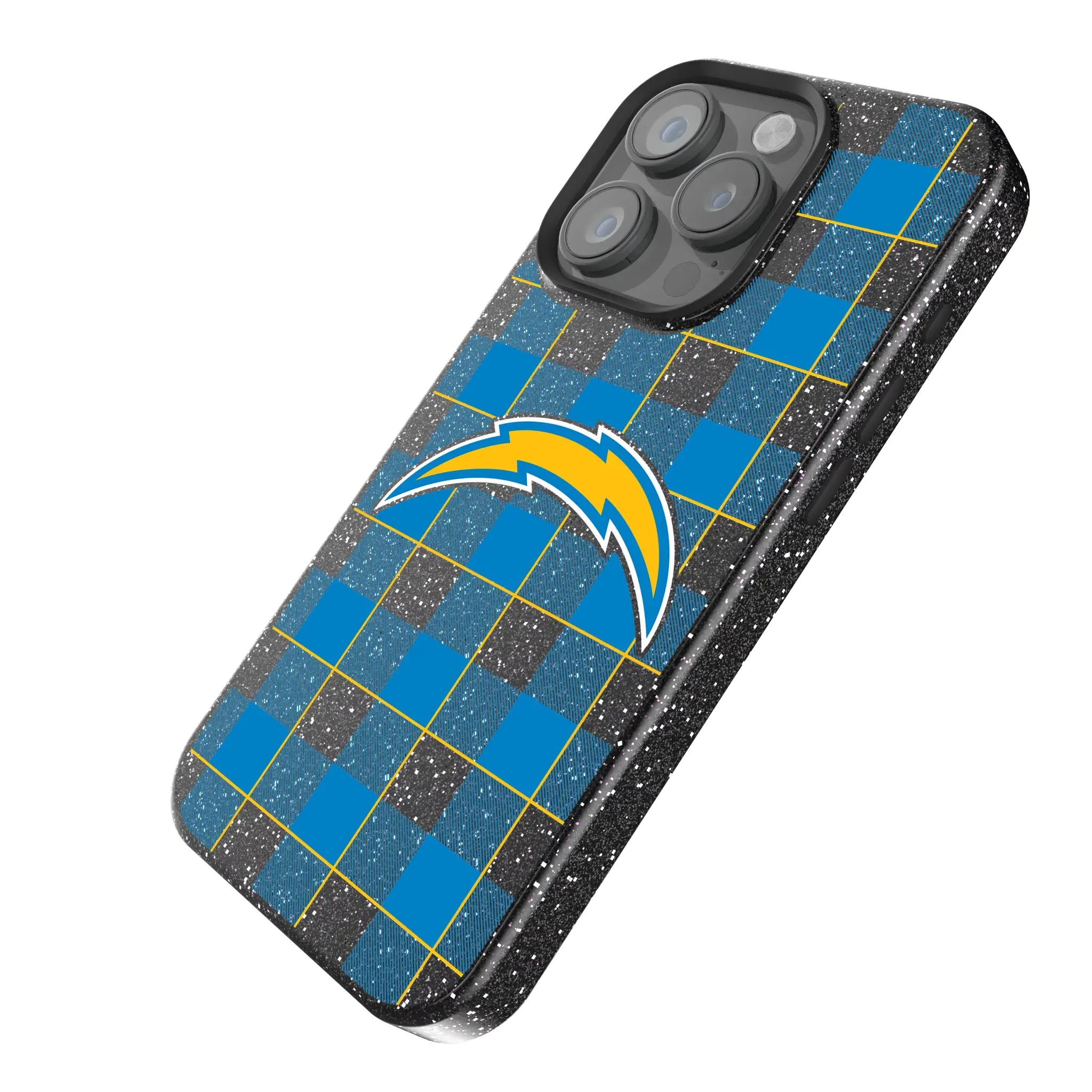 Los Angeles Chargers Plaid Bling Phone Case