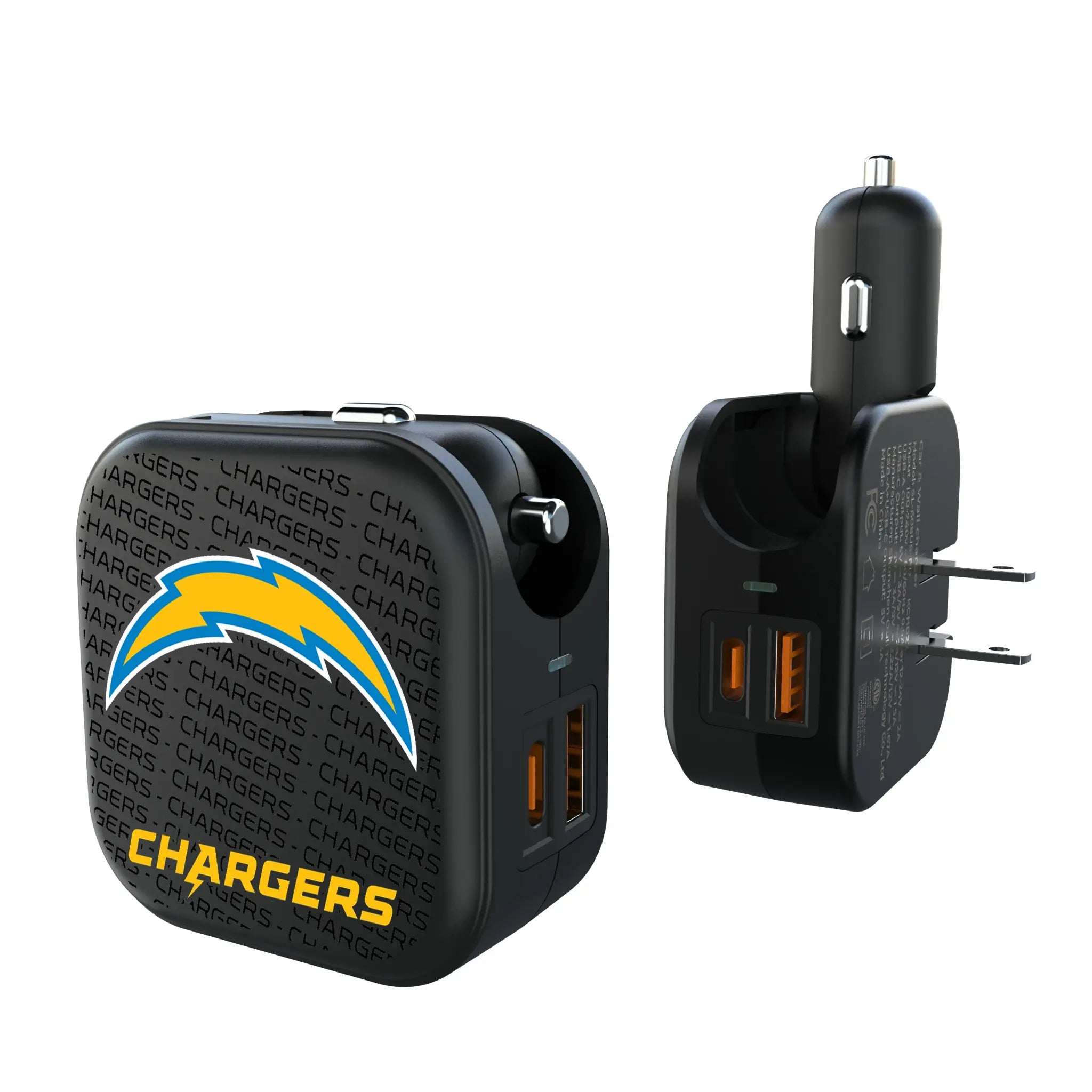 Los Angeles Chargers Text Backdrop 2 in 1 USB A/C Charger