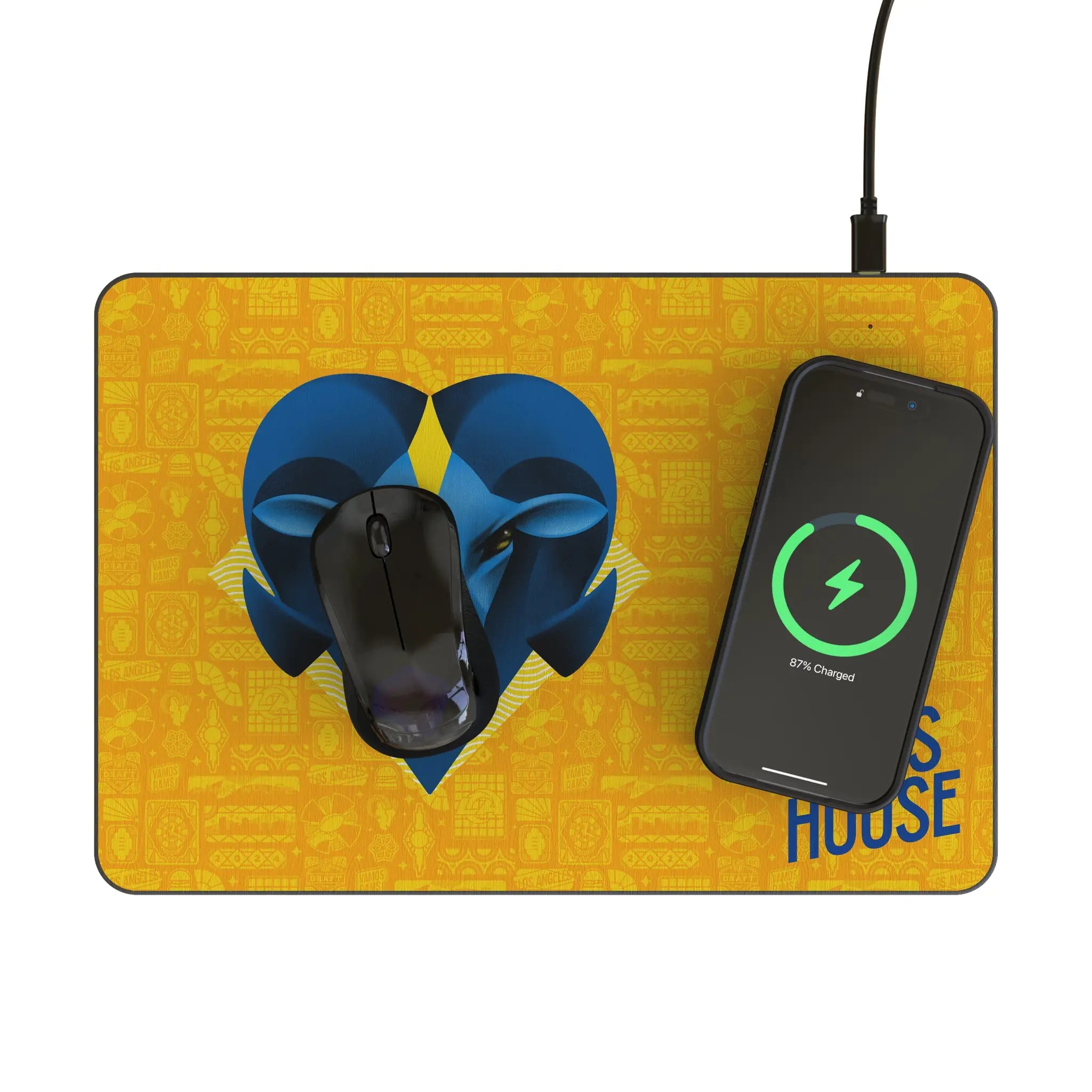 Los Angeles Rams 2024 Edition 15-Watt Wireless Charger and Mouse Pad