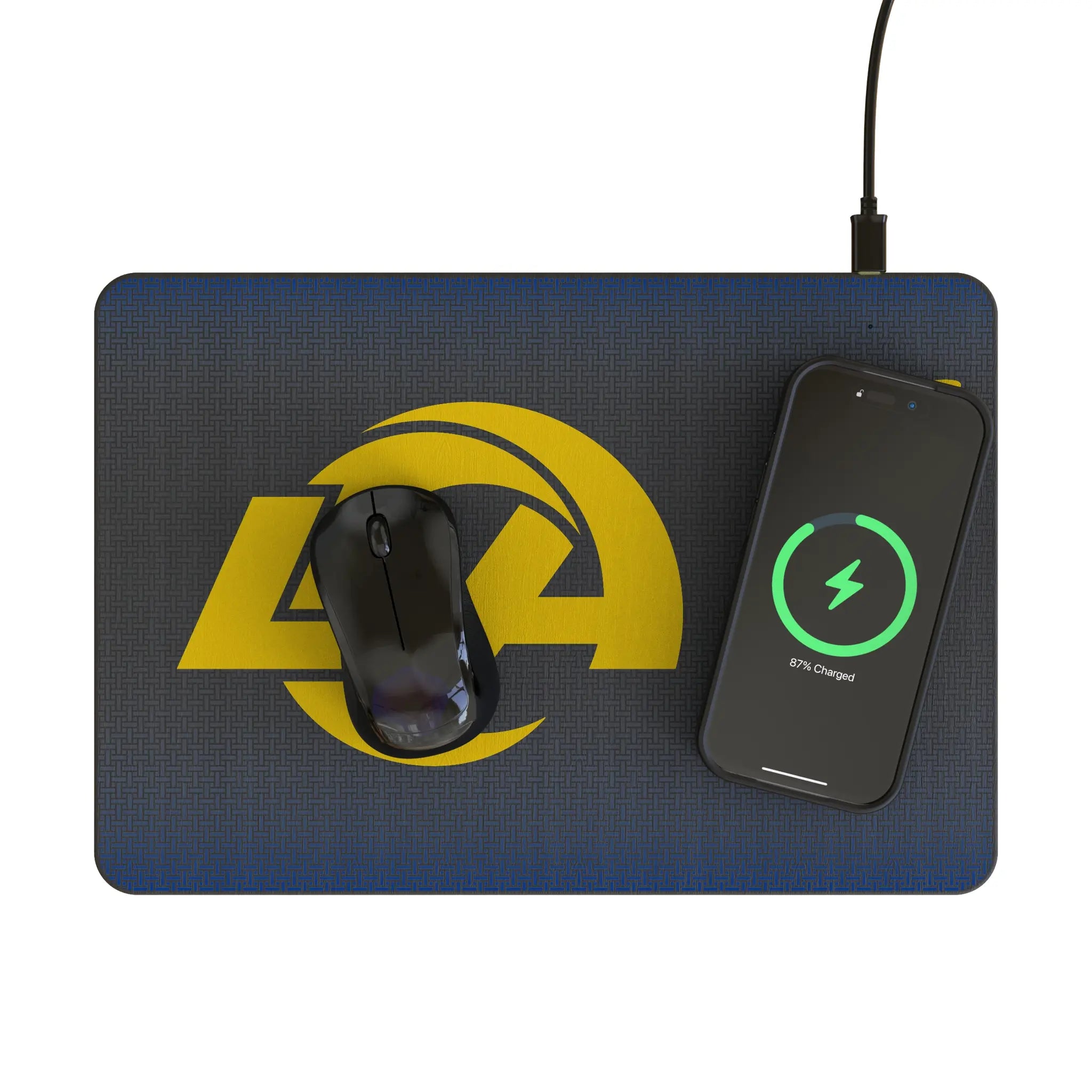 Los Angeles Rams Linen 15-Watt Wireless Charger and Mouse Pad