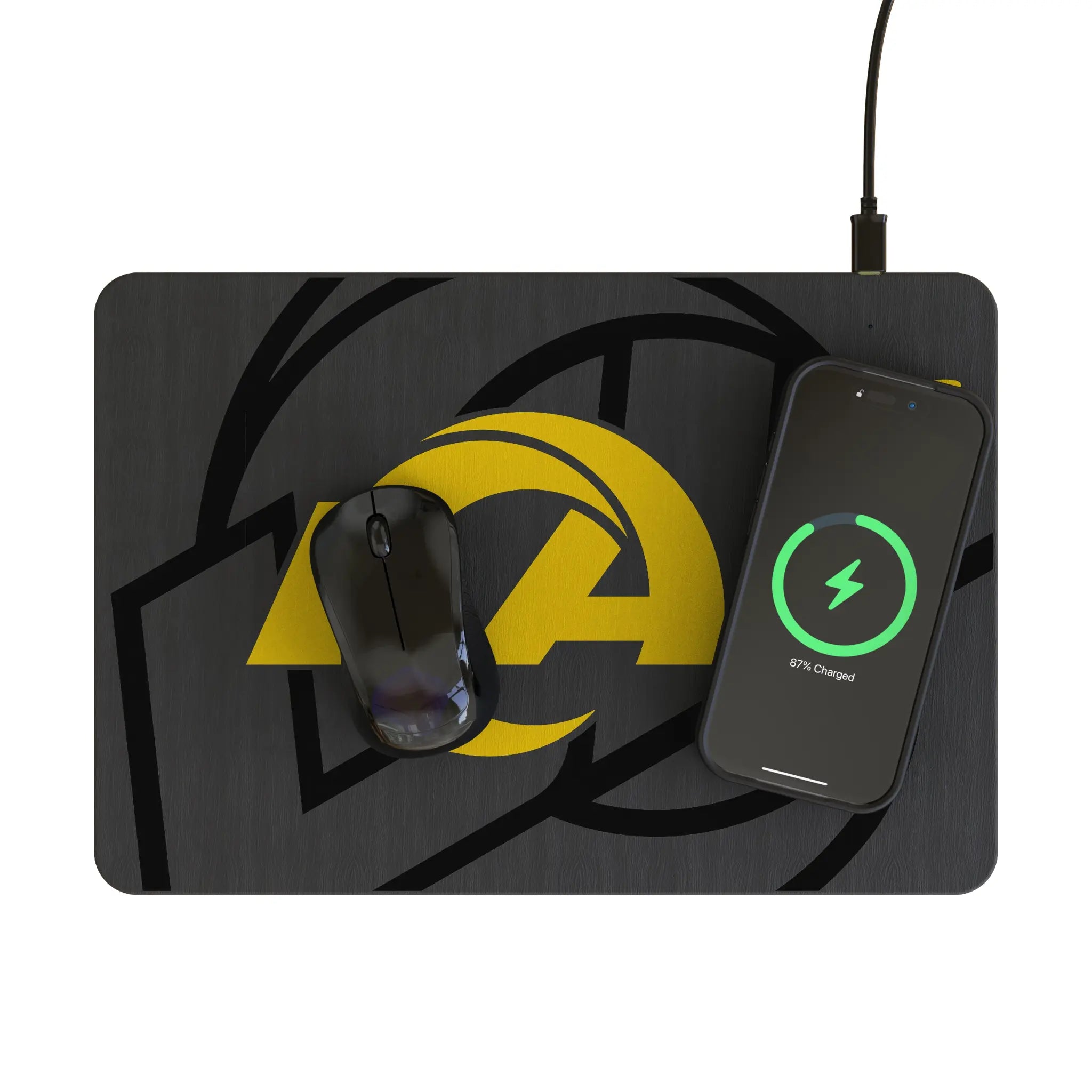 Los Angeles Rams Monocolor Tilt 15-Watt Wireless Charger and Mouse Pad
