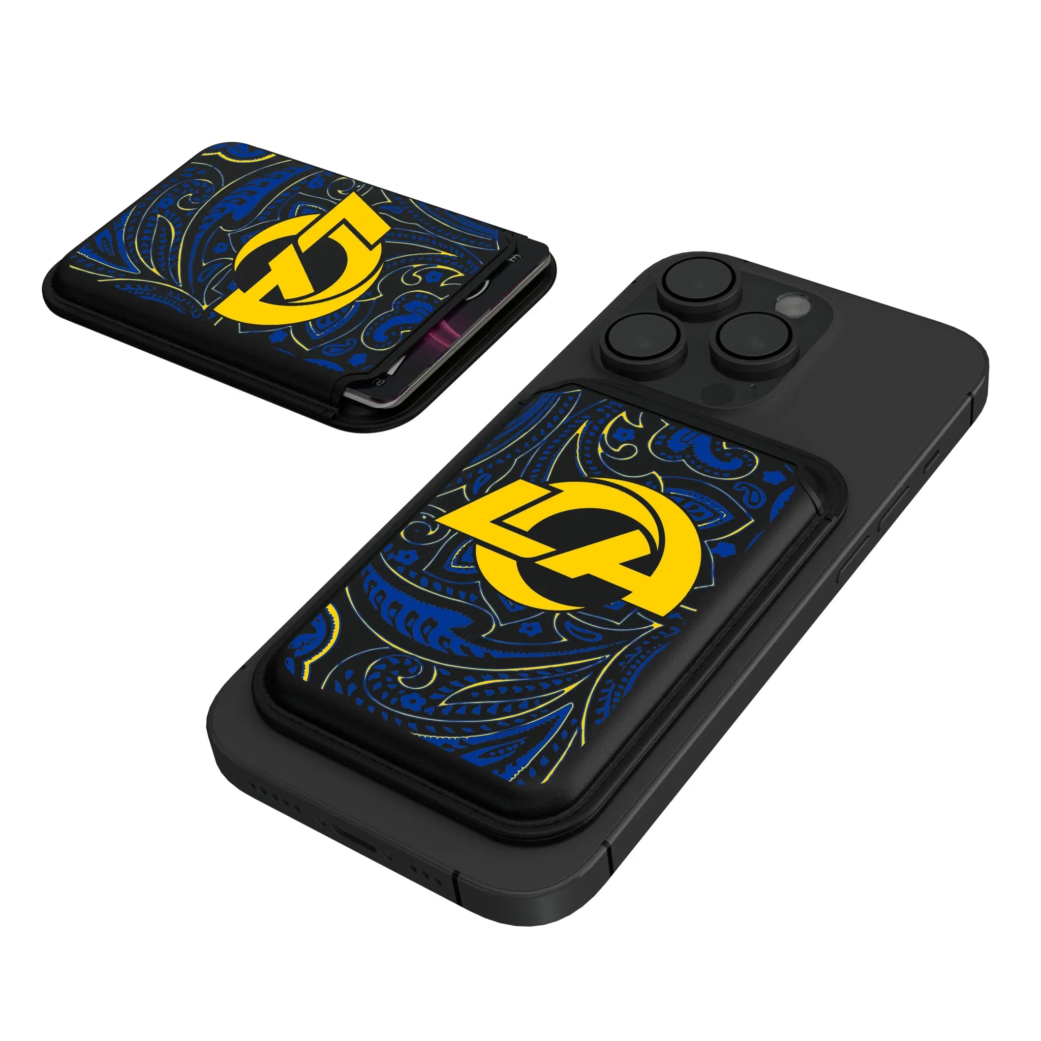 Los Angeles Rams Paisley Black Magnetic Credit Card Wallet