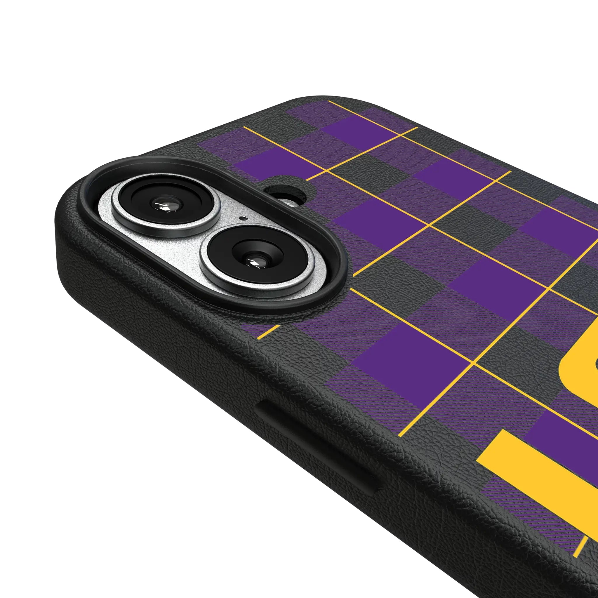 Louisiana State University Tigers Plaid MagSafe Compatible Phone Case for Apple iPhone
