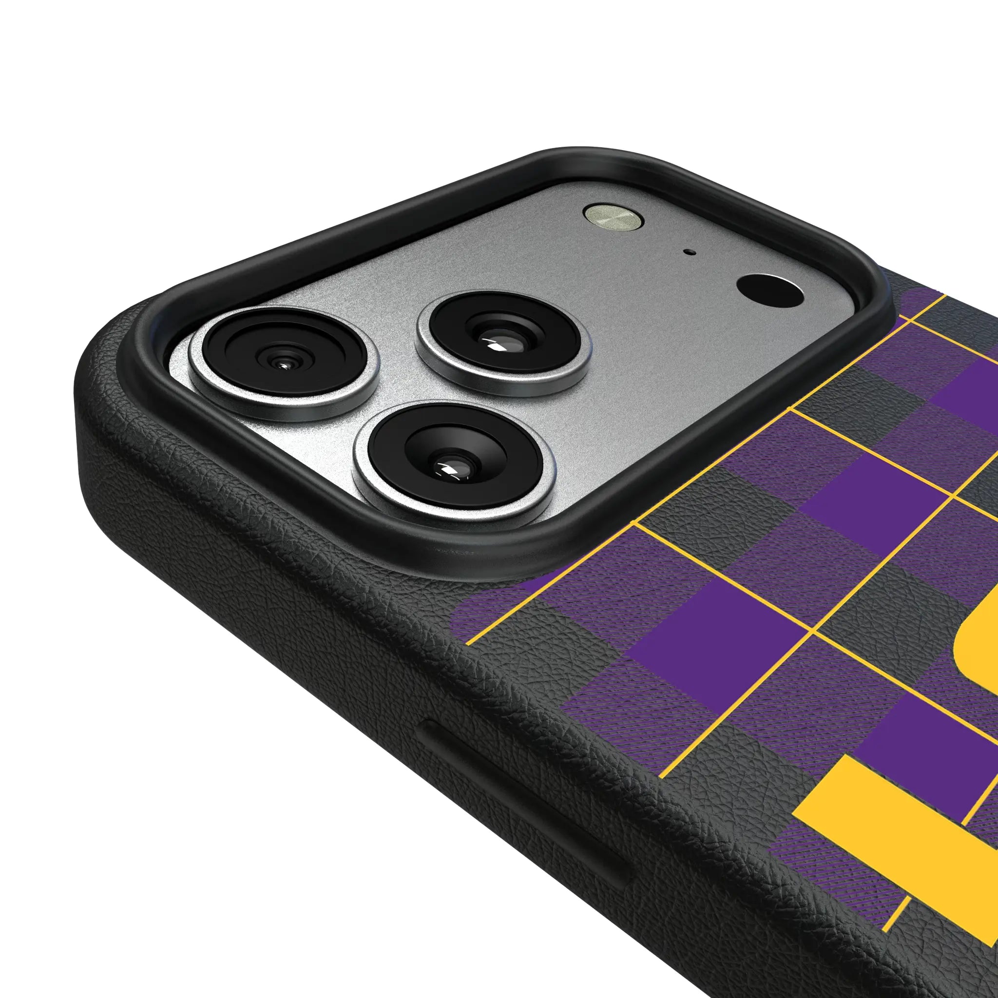 Louisiana State University Tigers Plaid MagSafe Compatible Phone Case for Apple iPhone