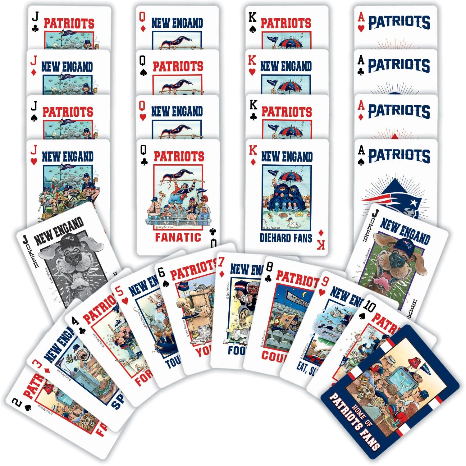 New England Patriots Fan Deck Playing Cards - 54 Card Collection - Sports Gifts, Sports Memorabilia, Sports Collectibles, Fan Shop